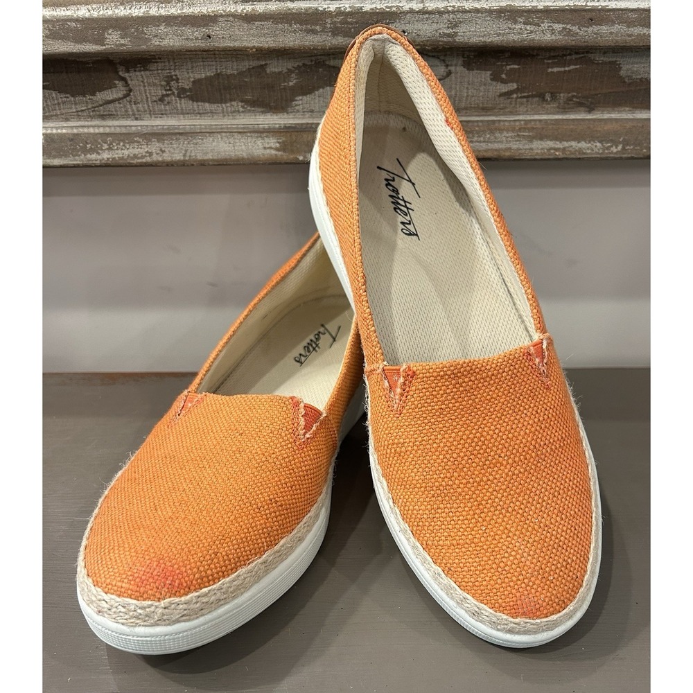 Trotters Orange‎ Slip On Espadrille Casual Flats Women's Size 7M EUC